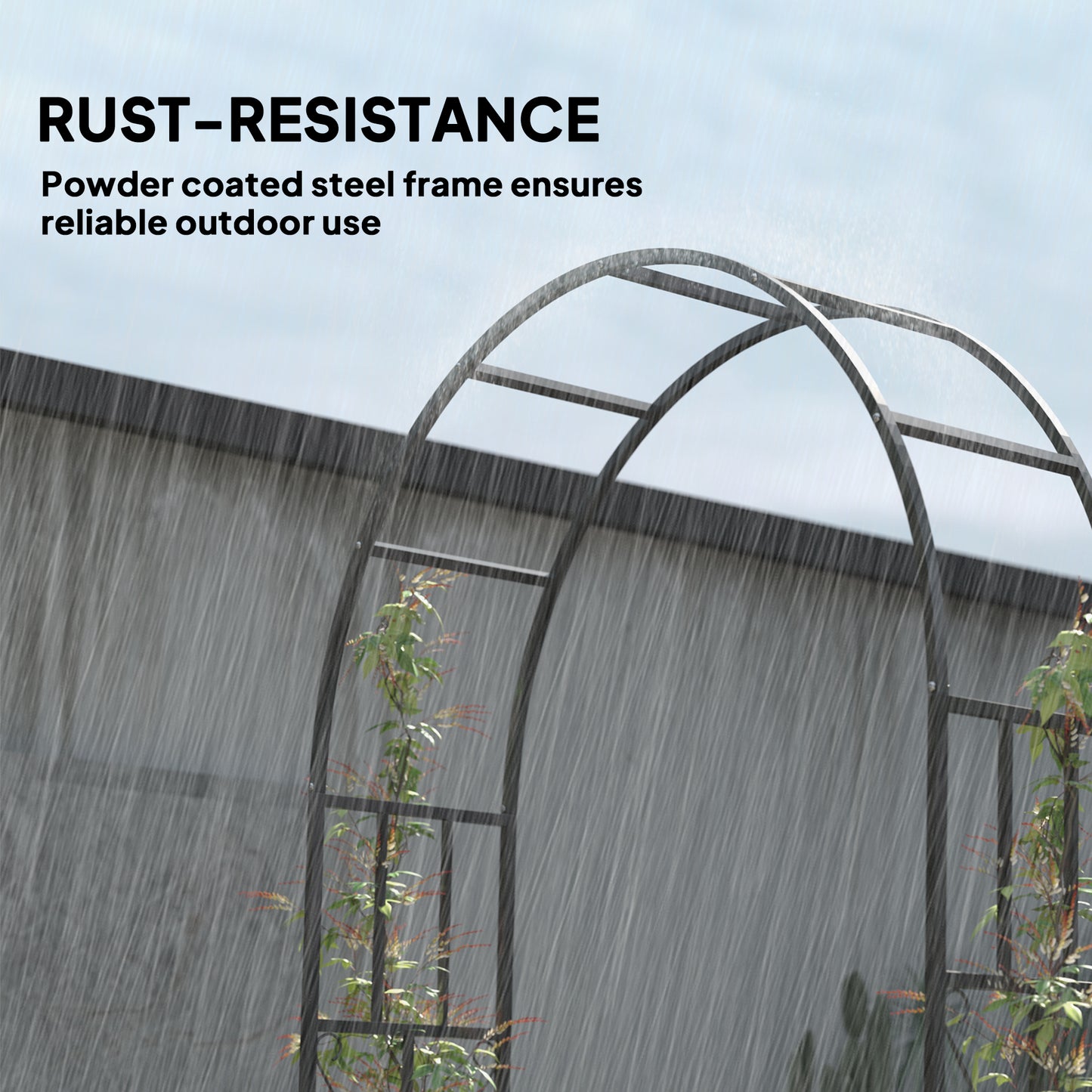 Steel Garden Arch, 2.2m High x 1.5m Wide Metal Garden Trellis