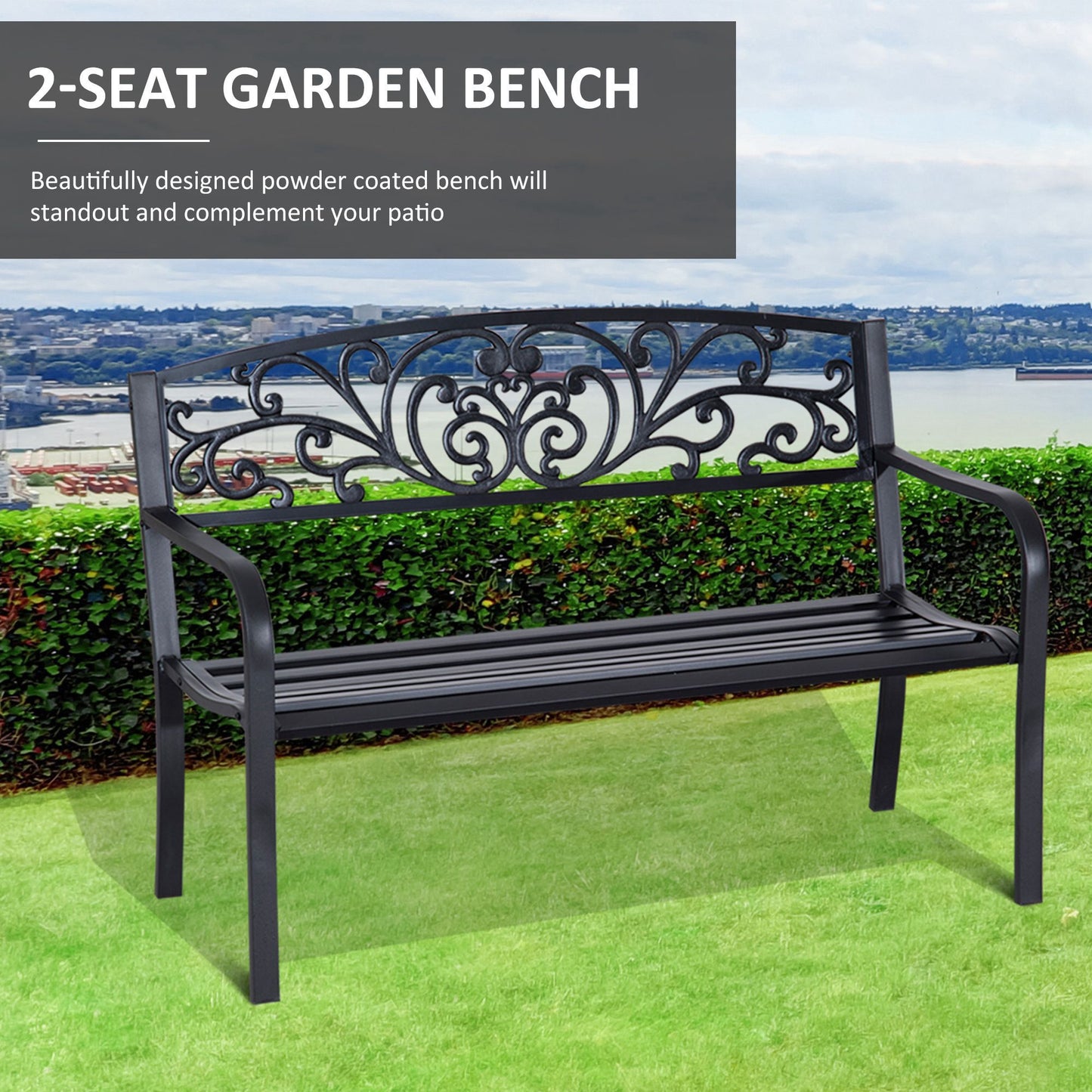 2-Seater Garden Bench, Steel