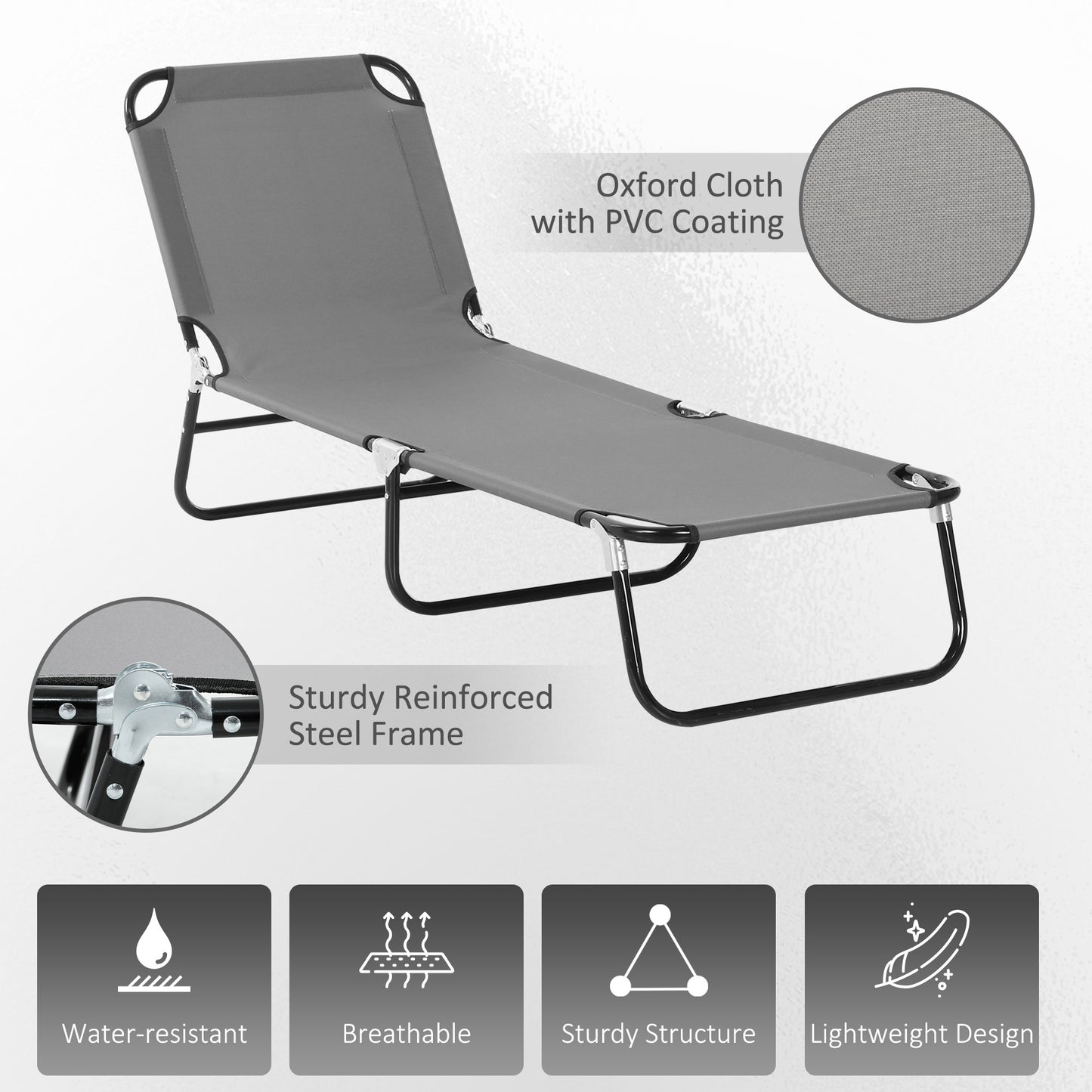 Garden Sun Lounger, with Five-Position Back (2)