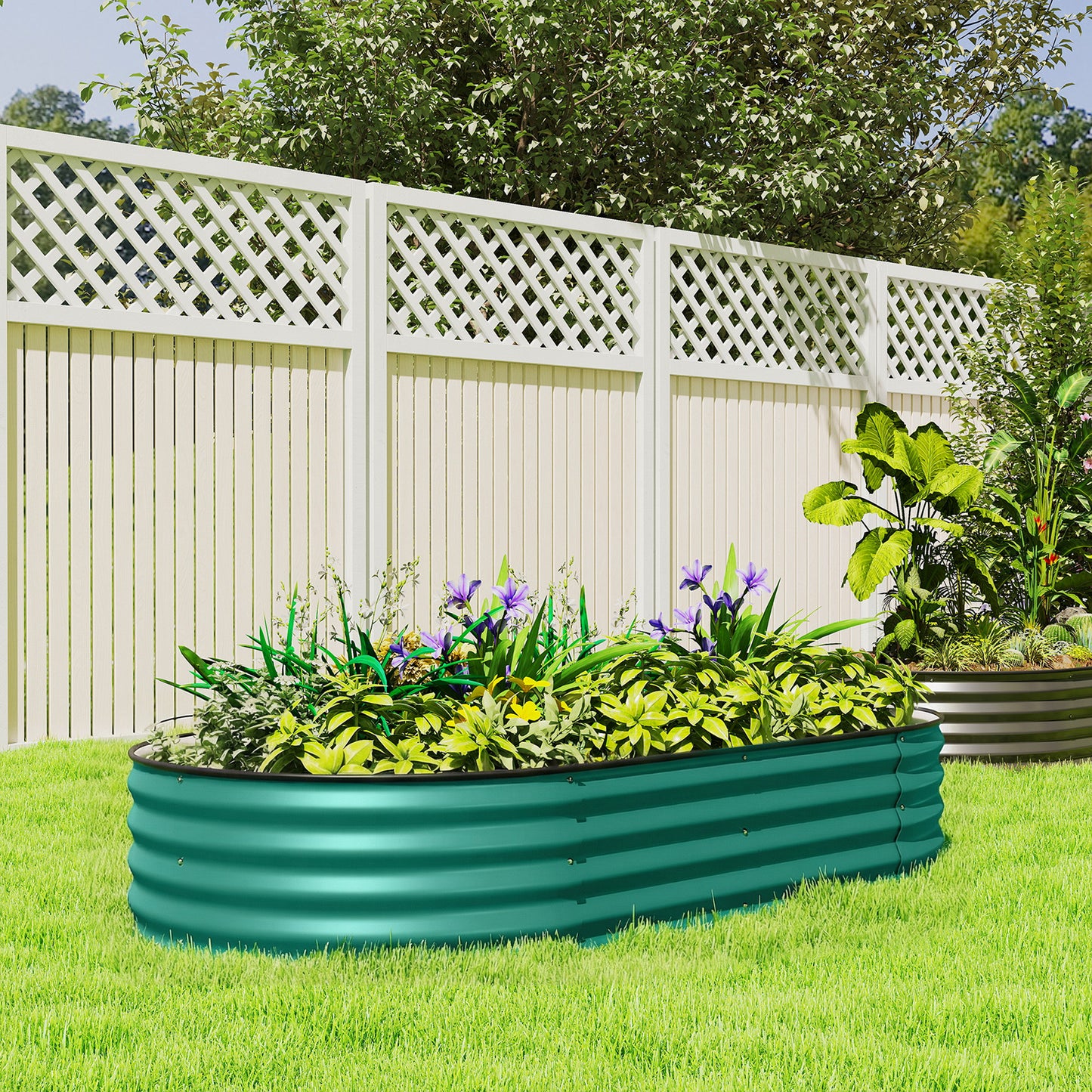 Galvanised Raised Garden Bed, Metal Planter Box with Safety Edging (8)