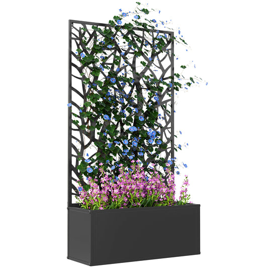 Outdoor Metal Planter, with Back Trellis (2)