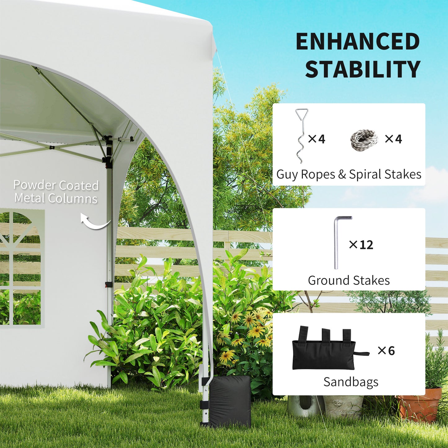 3 x 6m Pop Up Gazebo Shelter with Sides, 6 Sandbags (1)