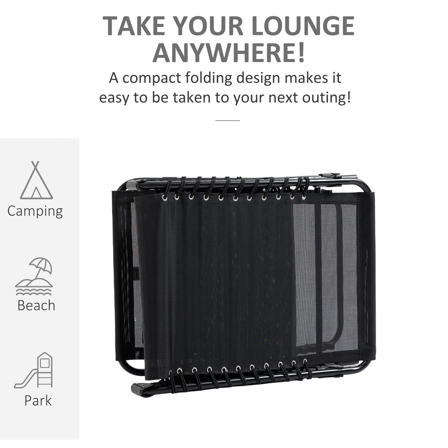Portable Sun Lounger, Folding Camping Bed Cot