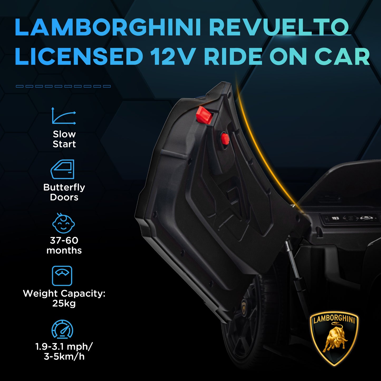Lamborghini Revuelto Licensed 12V Ride on Car w/ Butterfly Doors