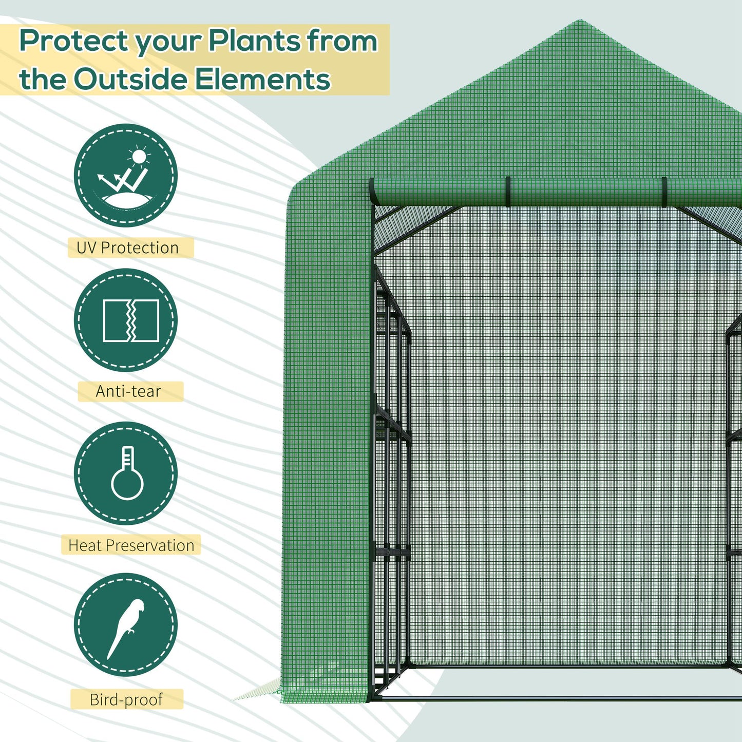 Walk-in Greenhouse with 4 Tier 24 Shelves