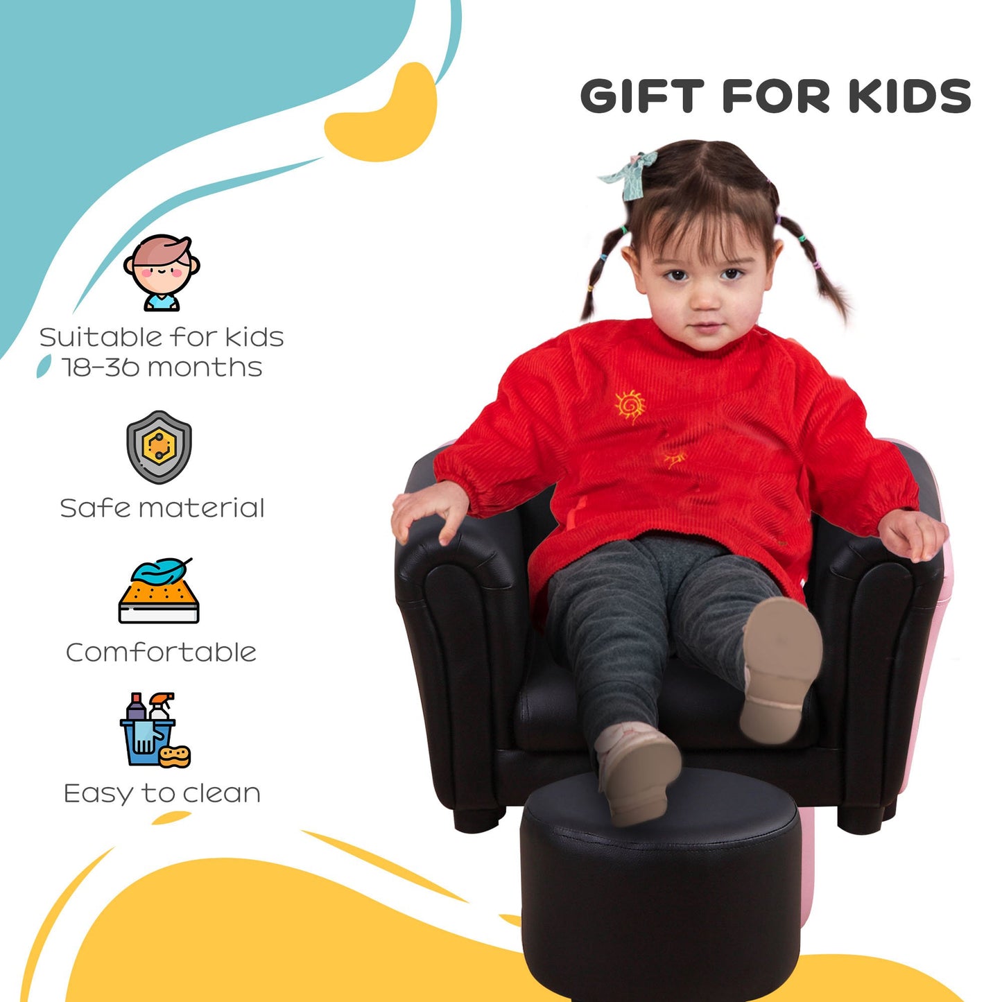 Toddler Chair Single Seater Kids Sofa Set, 54 x 42 x 41cm