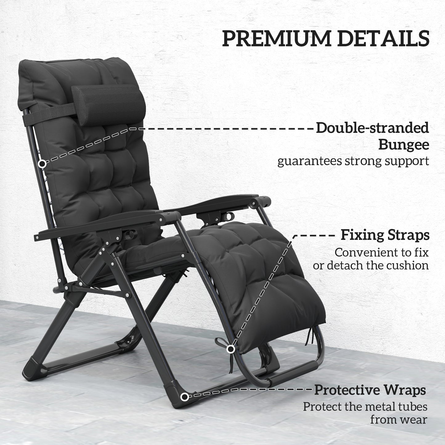 2 Piece Reclining Zero Gravity Sun Loungers with Cushions