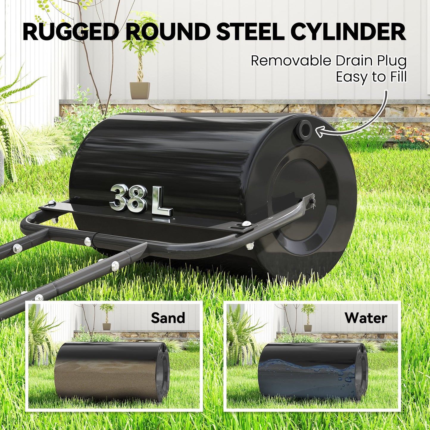 38L Fillable Cylinder Steel Lawn Roller