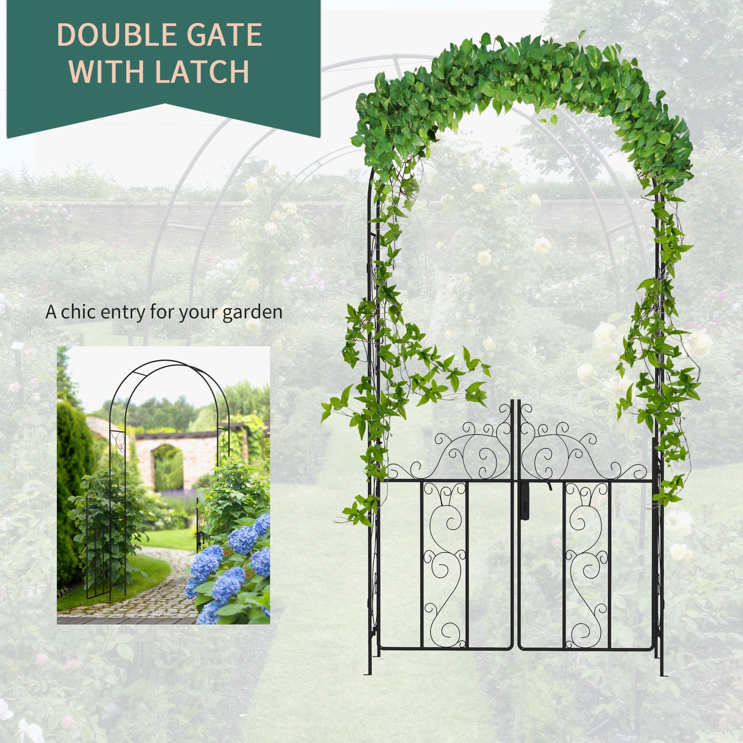 Outdoor Garden Arch with Double Gates (1)