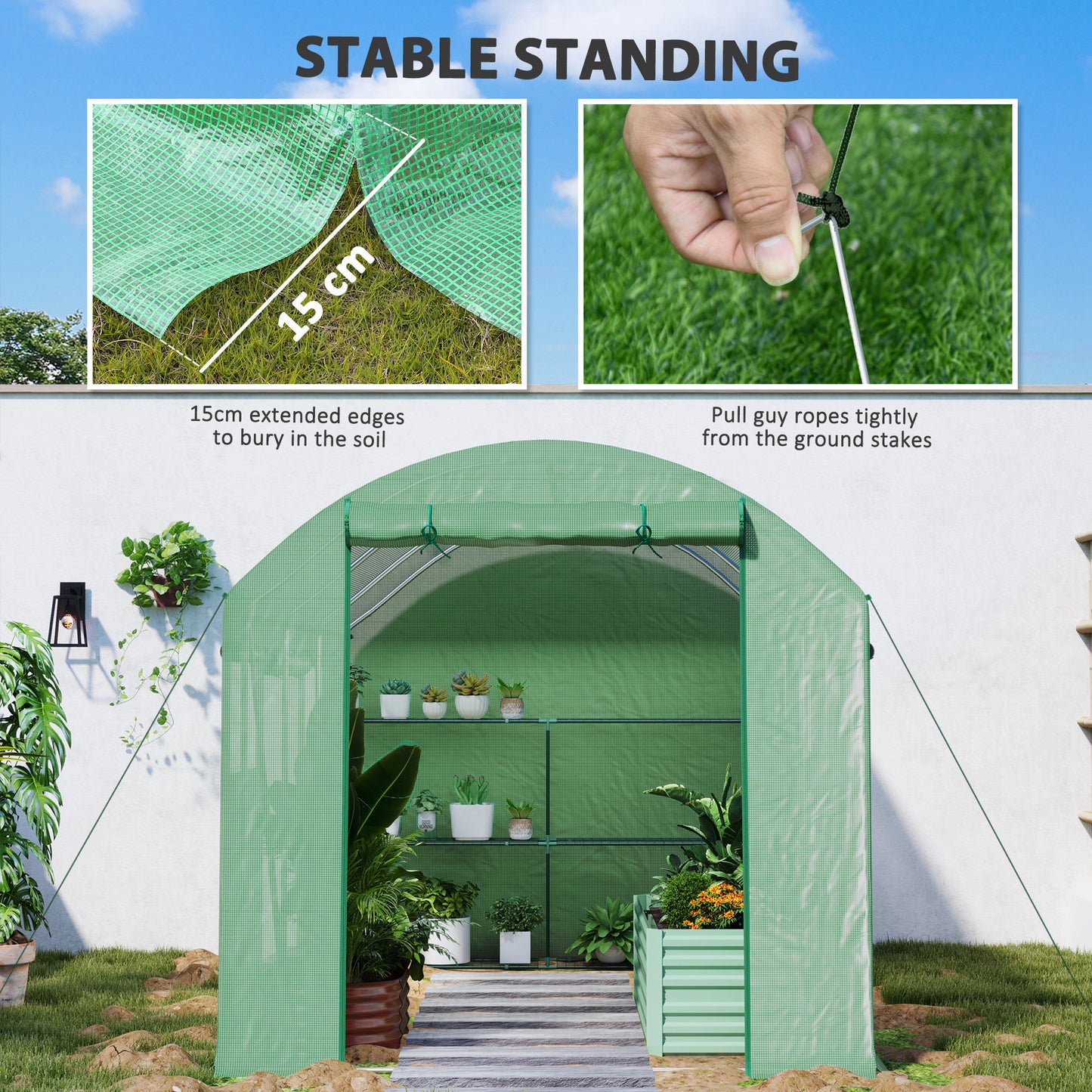 9.8 x 6.6ft Walk-In Polytunnel Greenhouse