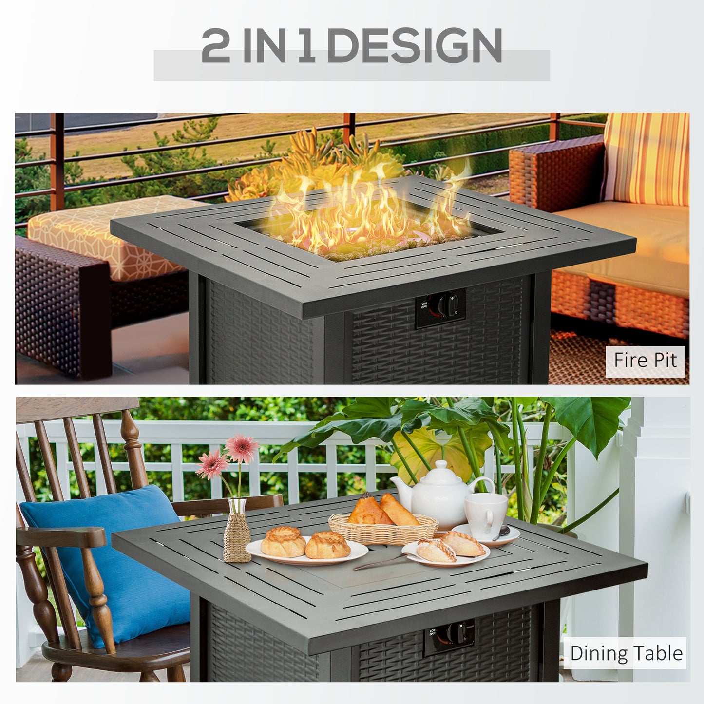 Square Propane Gas Fire Pit Table (1)