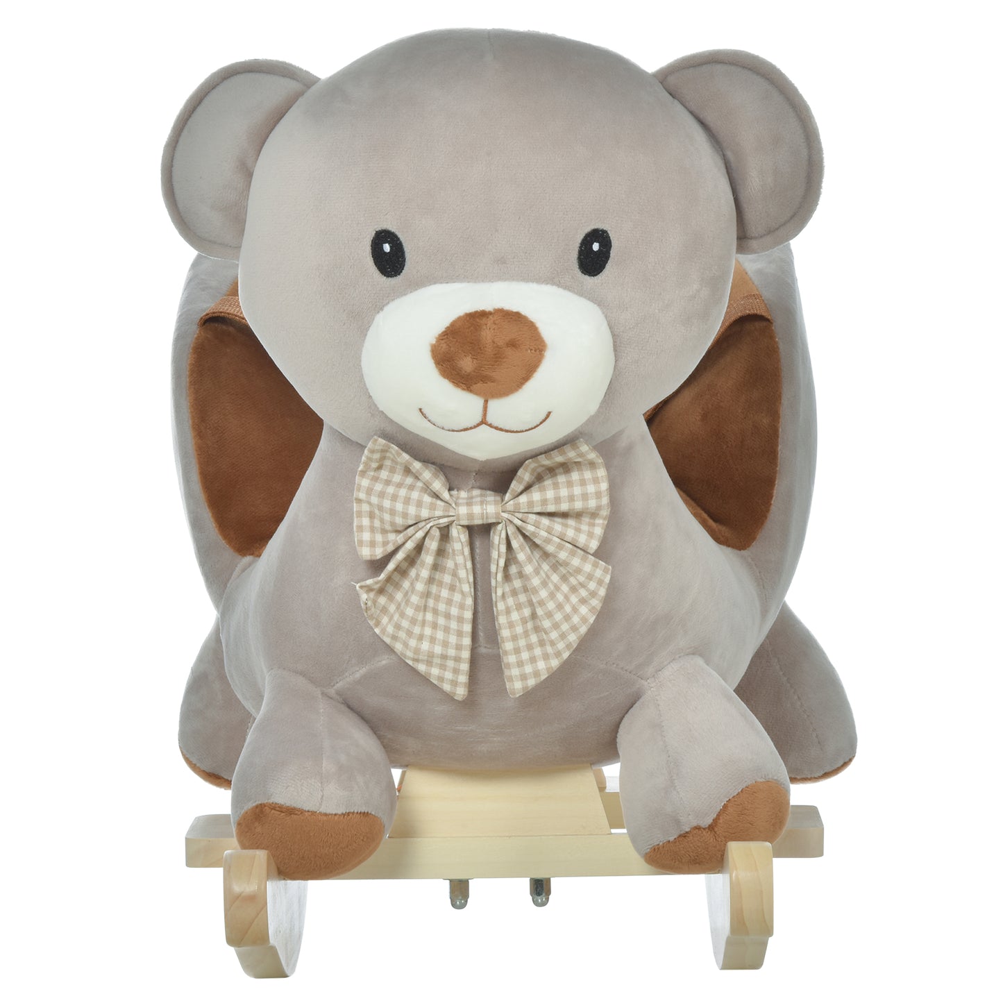 Kids Children Rocking Horse Plush Ride On Bear Seat w/ Sound Wood