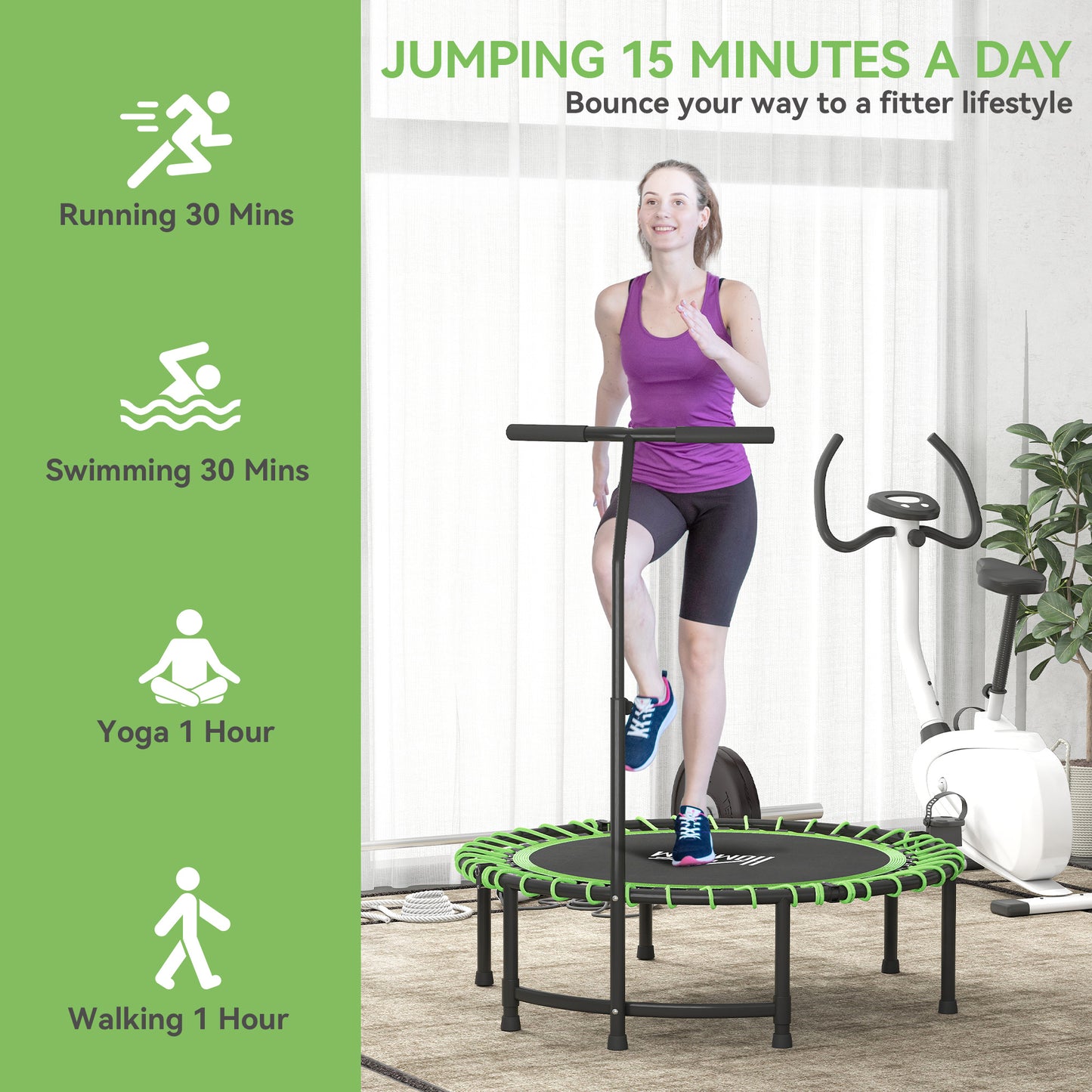Mini Round Steel Frame Trampoline w/ Adjustable Handle