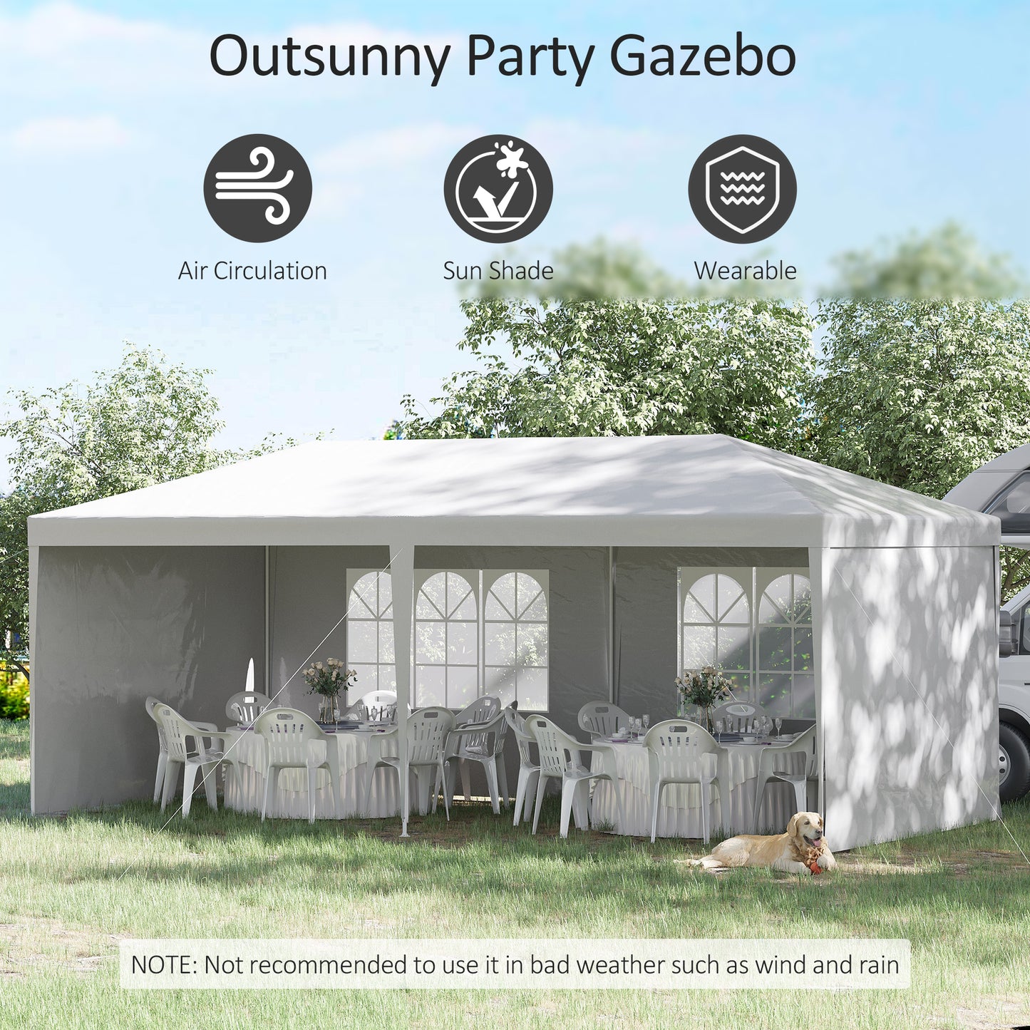6 x 3 m Party Tent Gazebo Marquee Outdoor Patio Canopy Shelter