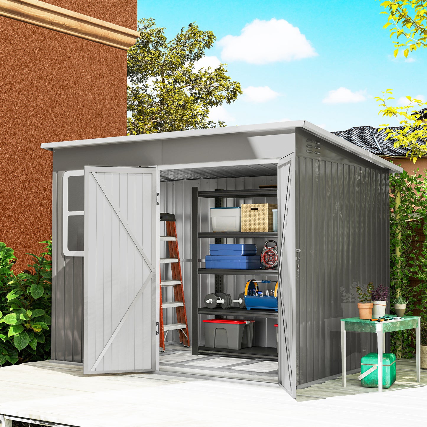 8.5 x 6ft Storage Shed Galvanised Steel Garden Shed