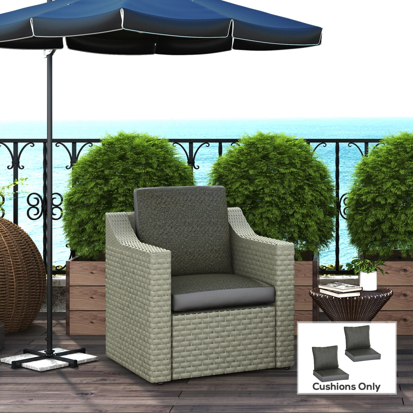 4 Pieces Outdoor Seat Cushions with Backrest