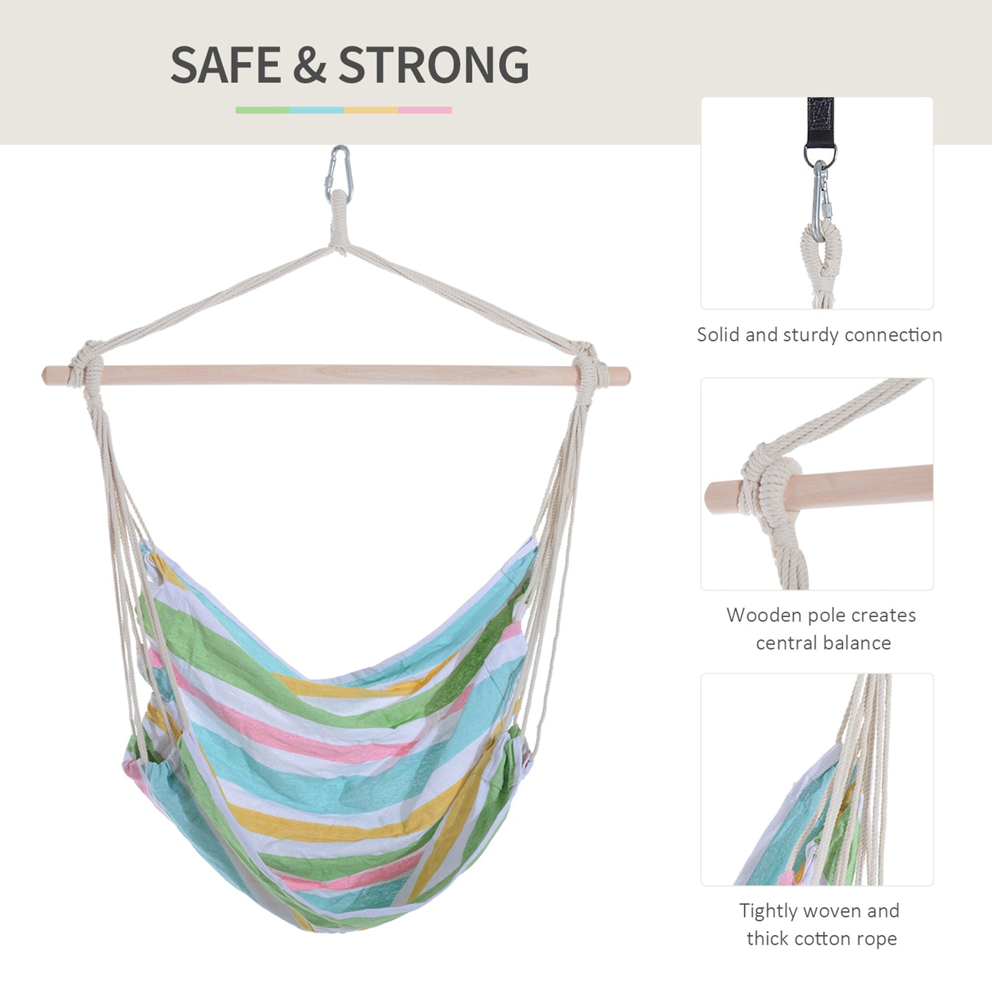 Outdoor Hanging Rope Chair with Cotton Rope