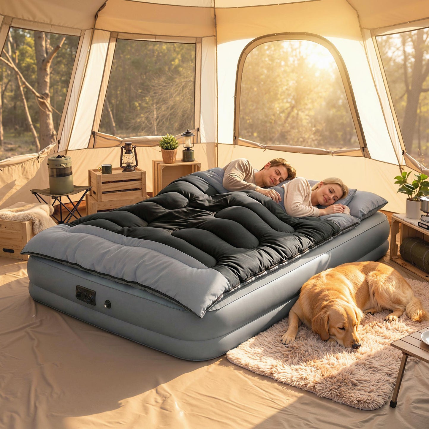Double Sleeping Bag with 2 Pillows (2)