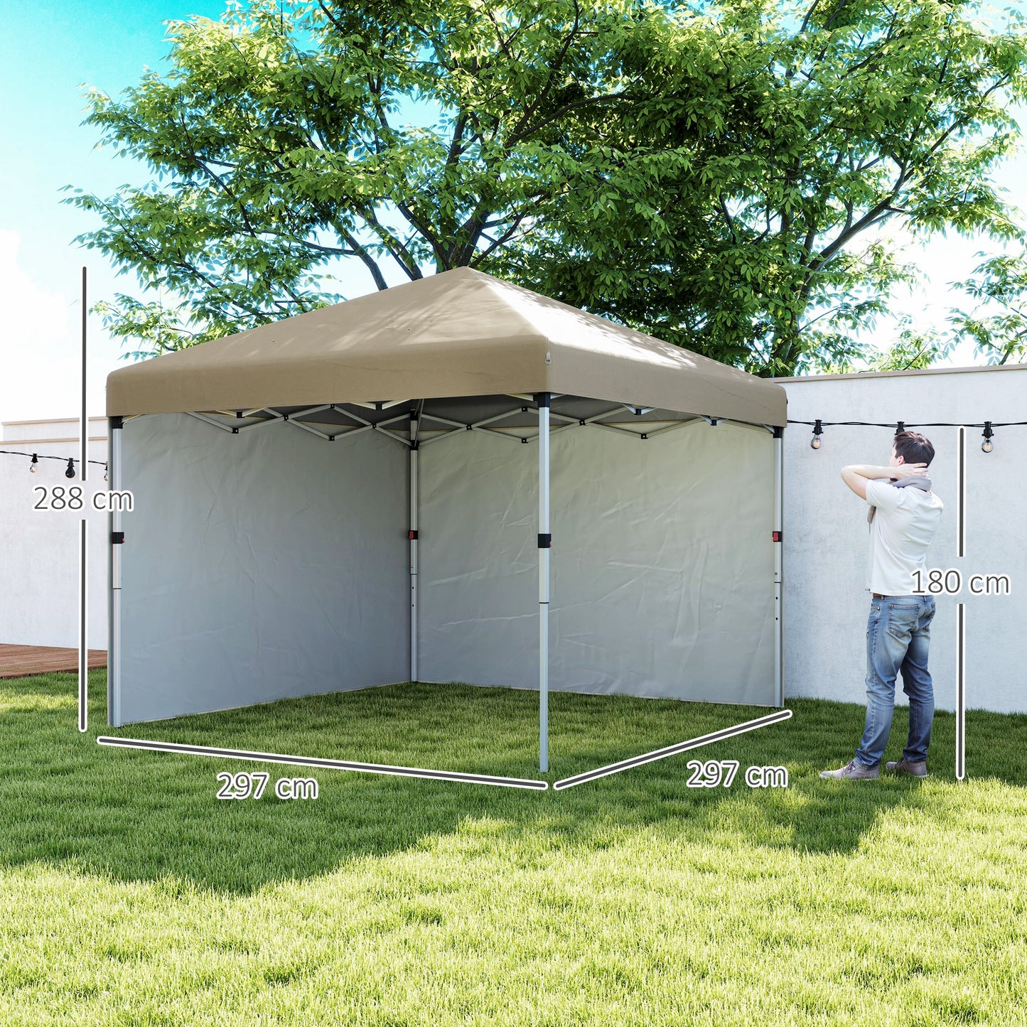 3 x 3 (M) Pop Up Gazebo, UPF 30+ with 2 Sidewalls