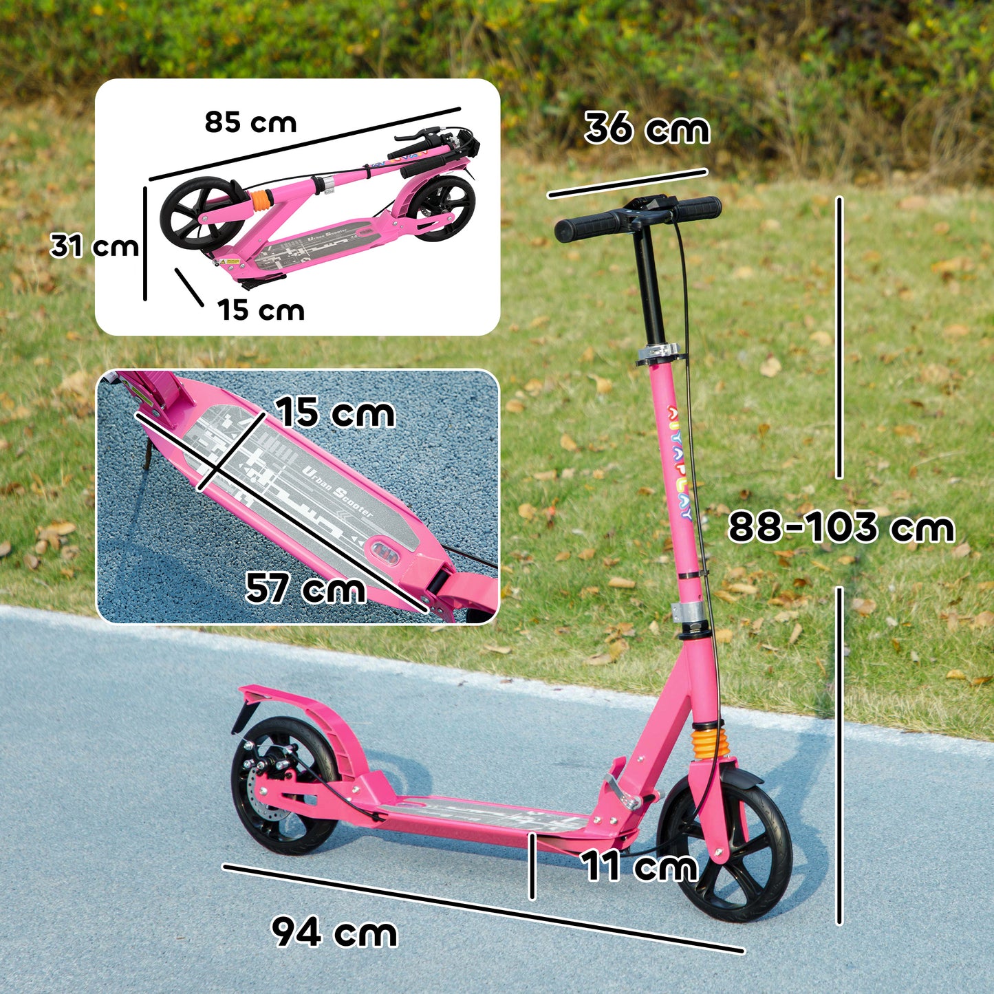 Kids Scooter with Four-Level Adjustable Handlebar, Dual Brake System