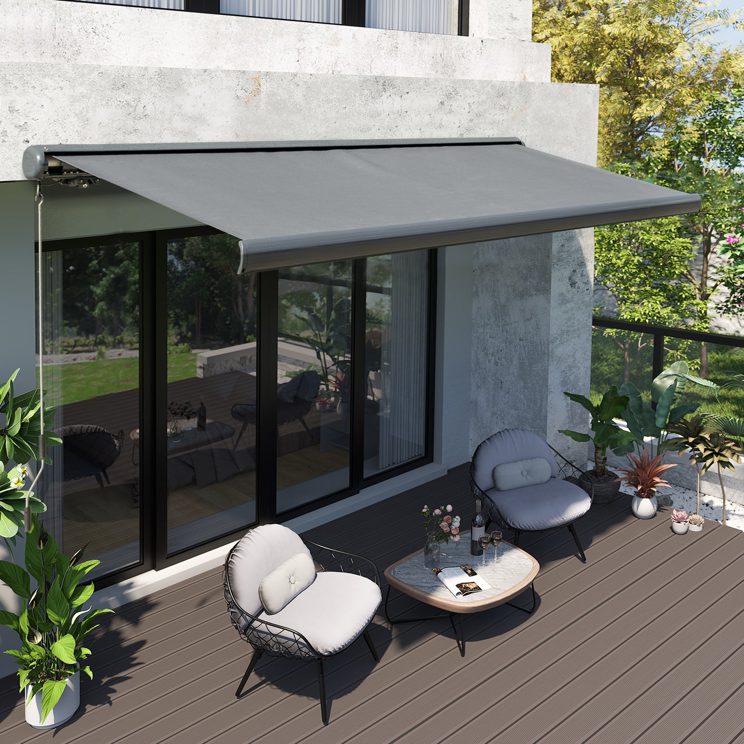 Cassette Electric Manual Awning Door Window Retractable Canopy w/