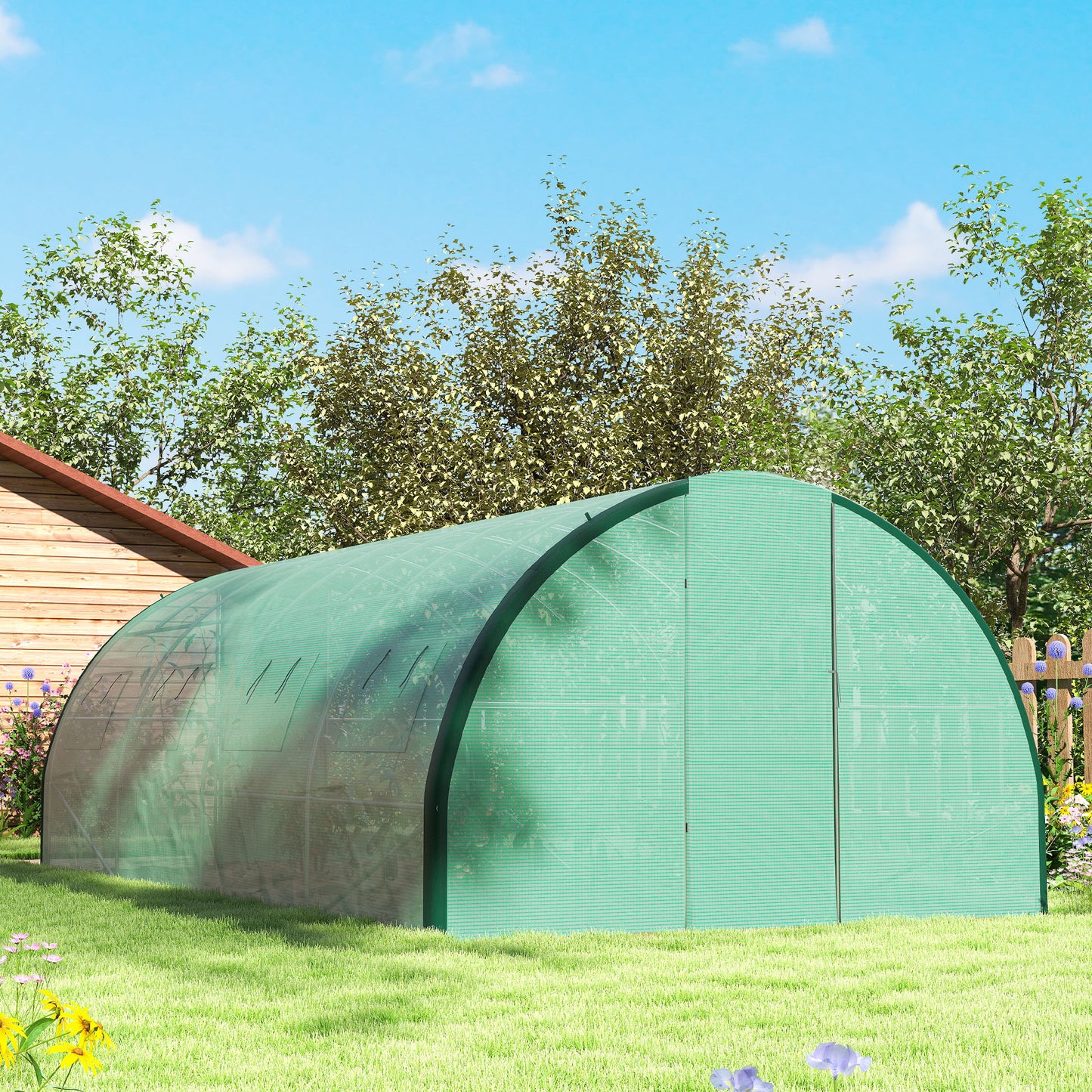 Polyethylene Upgraded Structure Walk-in Polytunnel Greenhouse, 6 x 3 m