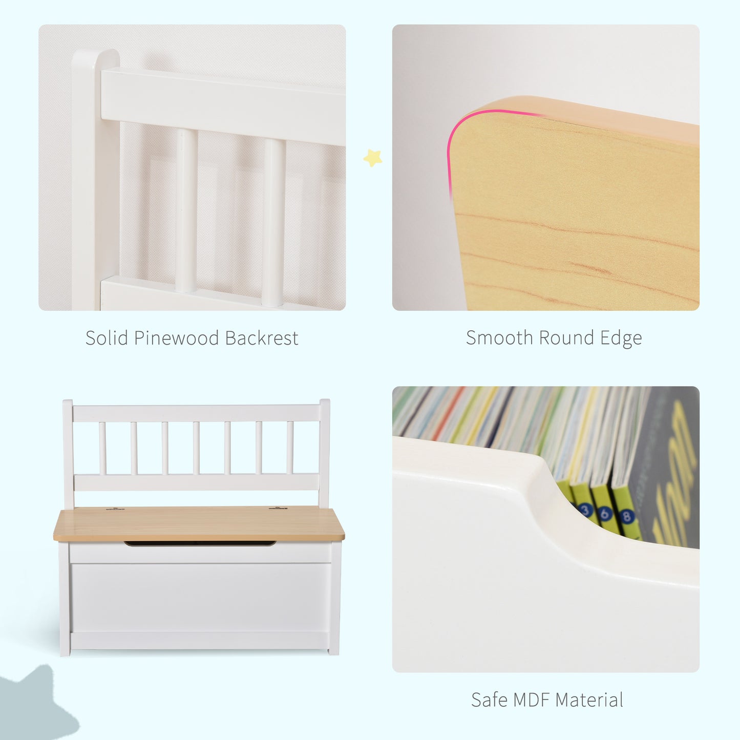2 In 1 Wooden Toy Box, Seat Storage Bench (1)