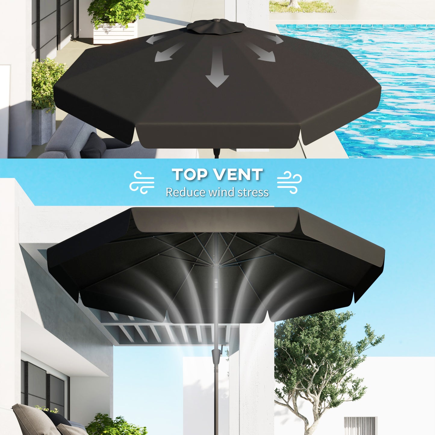 2.7m Patio Parasol Garden Umbrellas Outdoor Sun Shade Table Umbrella