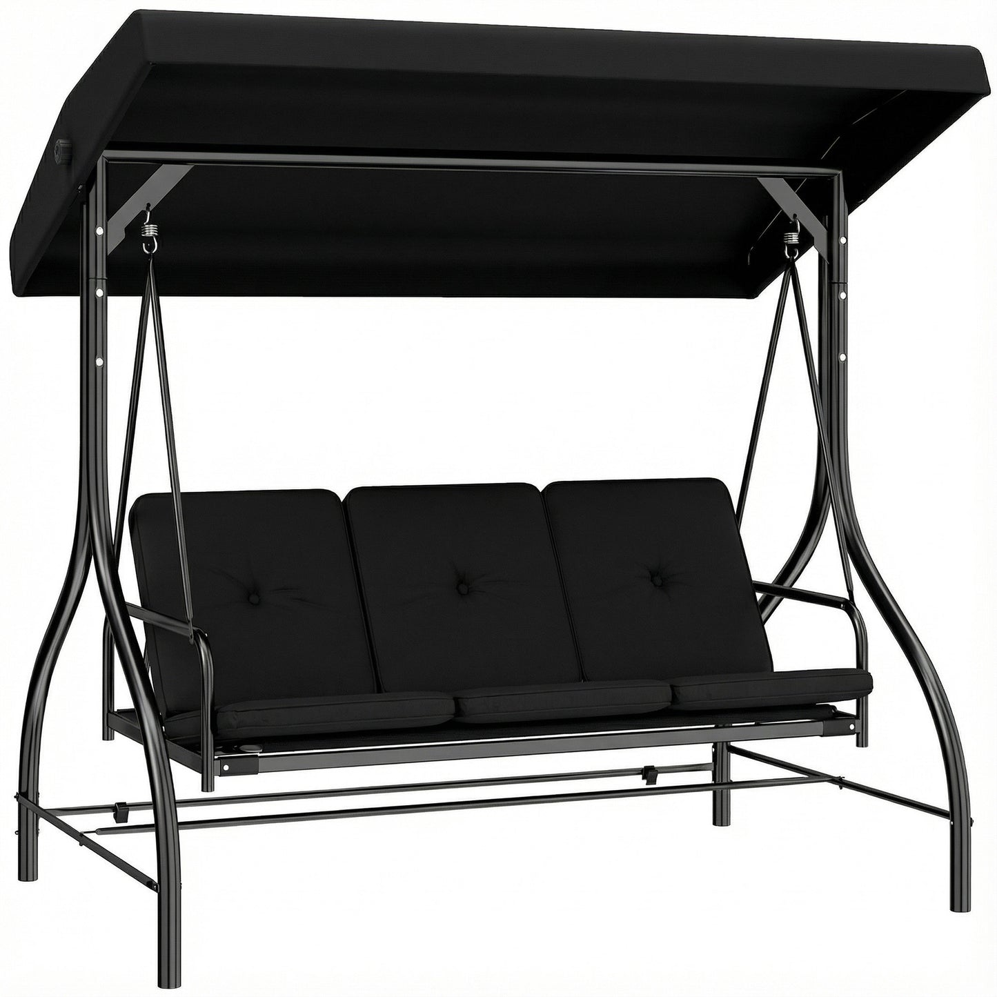 3 Seater Canopy Swing Chair, 2 in 1 Garden Swing Seat Bed