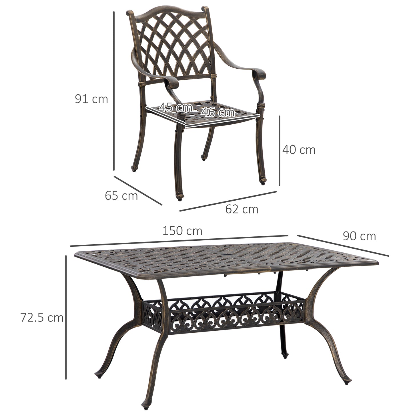 7 PCs Garden Patio Dining Set with Parasol Hole