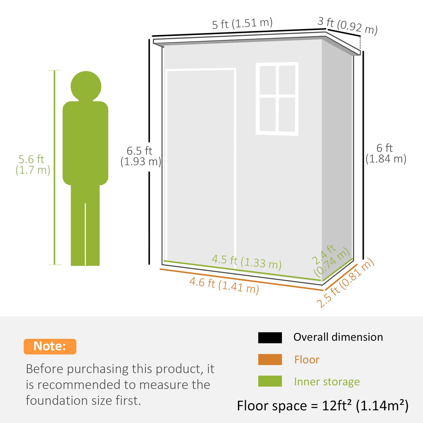 5' x 3' Plastic Garden Shed with Floor