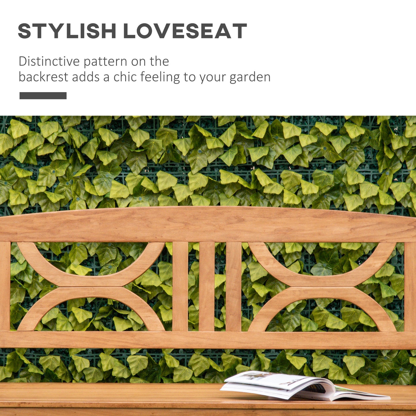 2-Seater Wooden Garden Bench Outdoor Patio Loveseat for Yard, Lawn