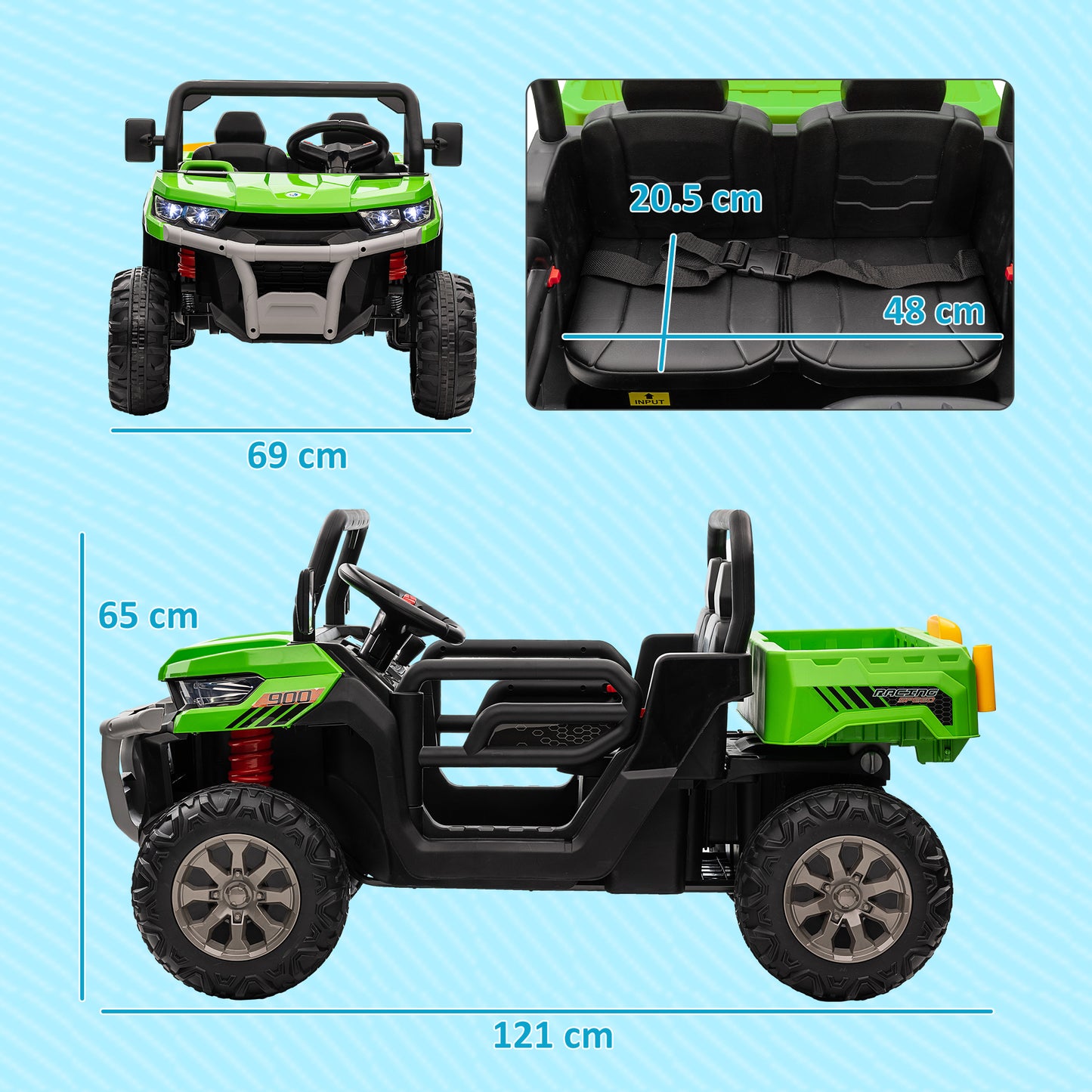12V 2 Seater Kids Electric Ride-On Car with Electric Bucket