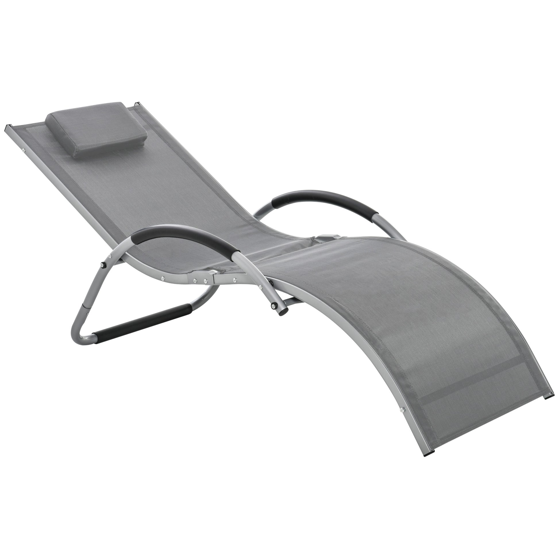 Sun Lounger Reclining Chair Portable Armchair with Pillow