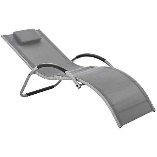 Sun Lounger Reclining Chair Portable Armchair with Pillow