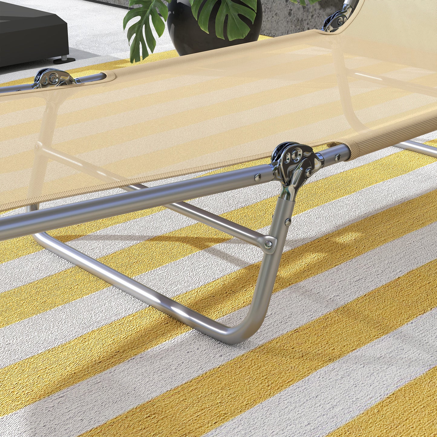 Set of Two Steel Frame Sun Loungers, with Reclining Backs (2)