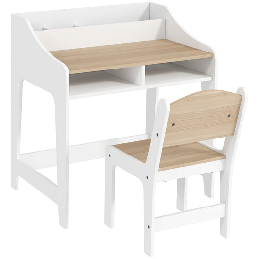 Kids Desk and Chair Set, Children Study Table with Storage