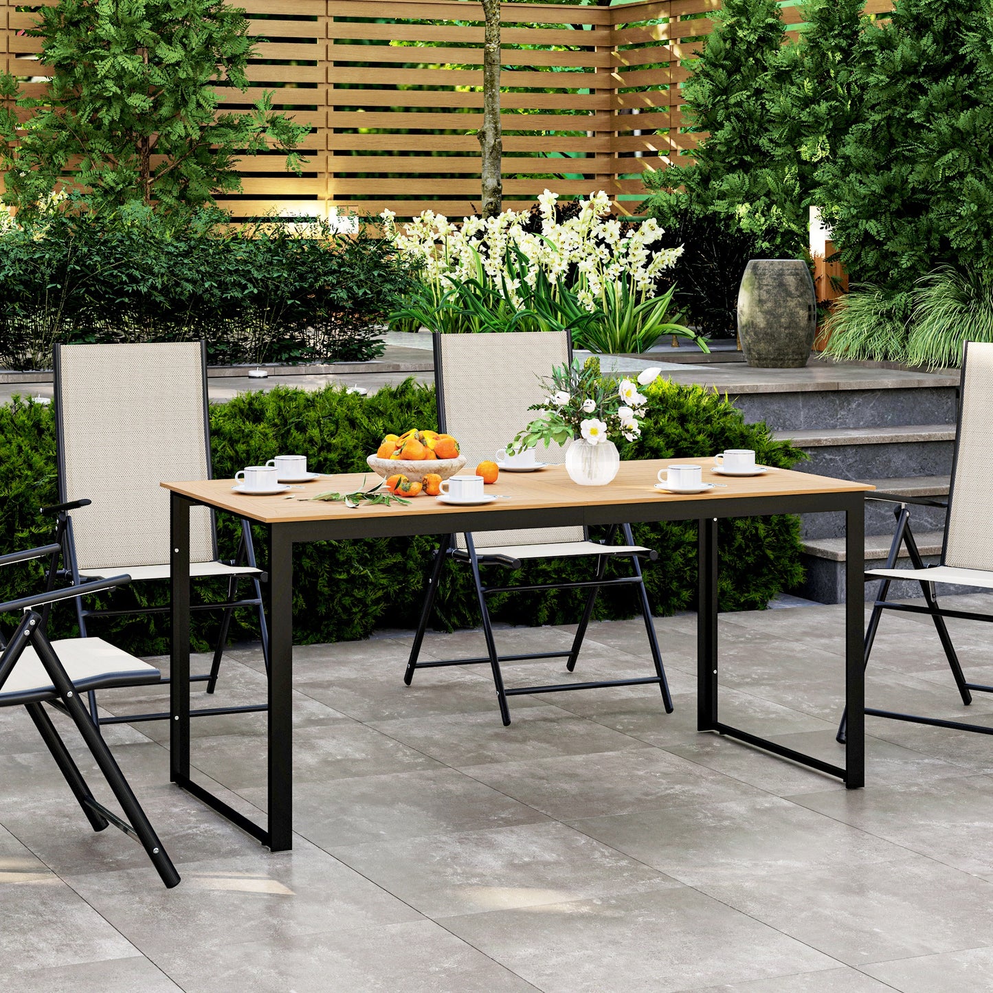 Garden Table for 6 People, 160 x 80 x 75 cm Rectangle Outdoor