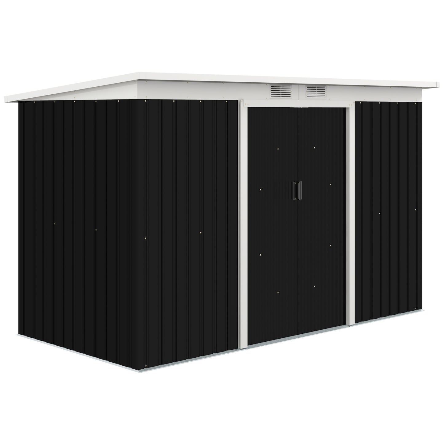 9ft x 4ft Metal Garden Shed, Outdoor Tool House with Foundation Kit