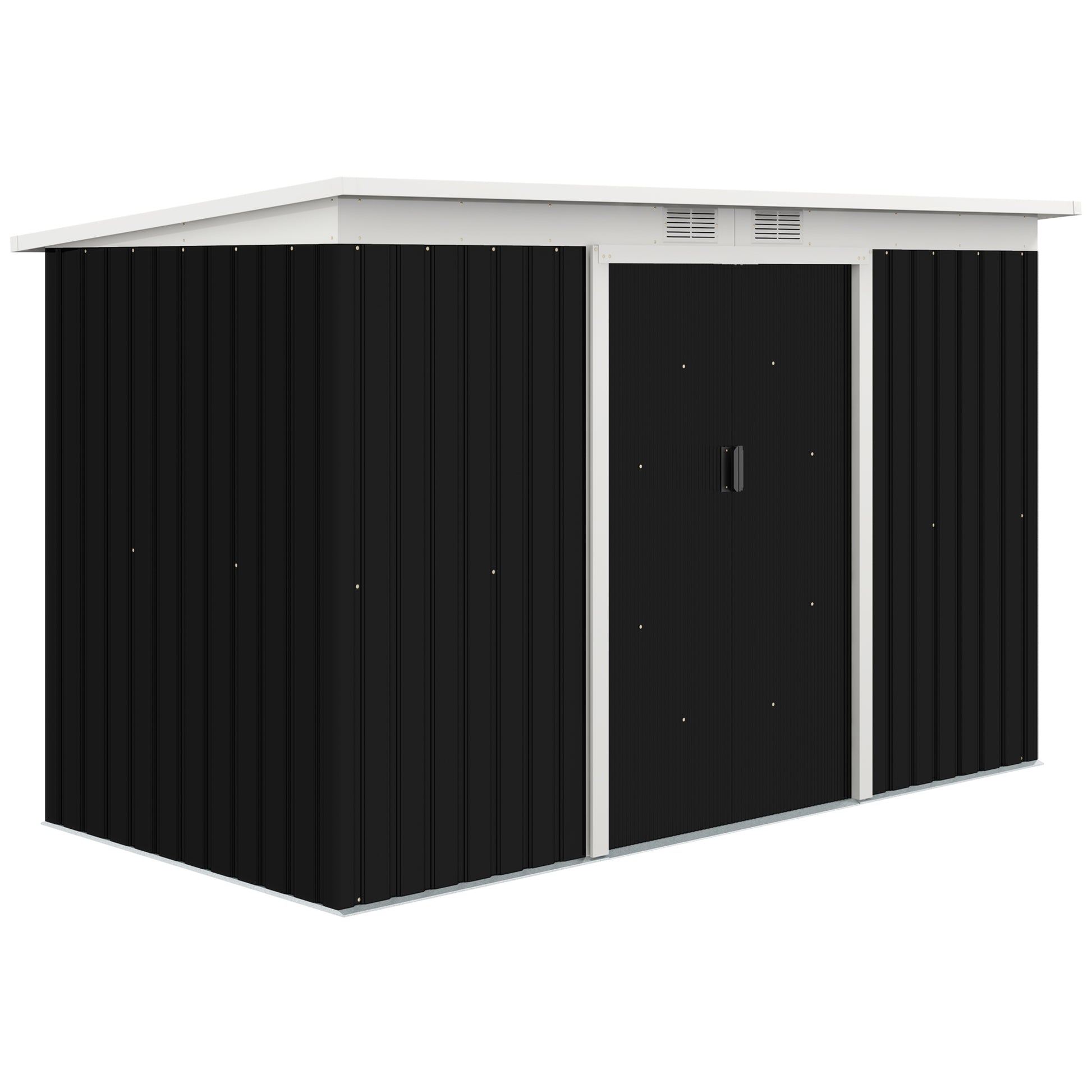 9ft x 4ft Metal Garden Shed, Outdoor Tool House with Foundation Kit