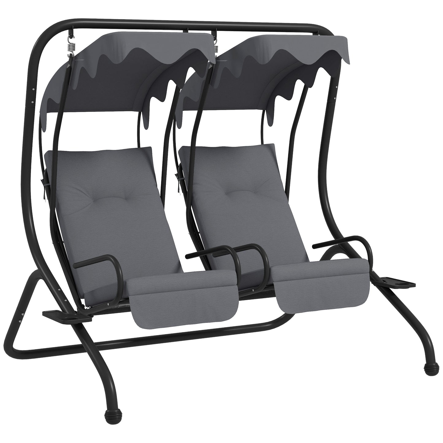 Two-Seat Garden Swing Chair, with Protective Canopy