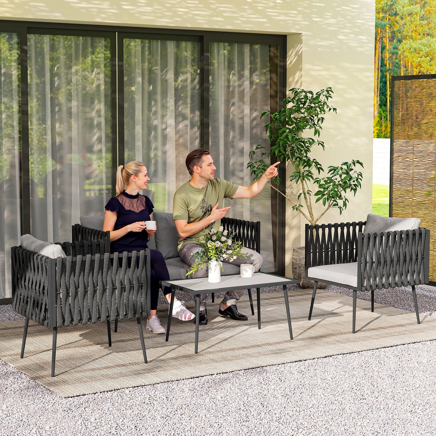 4-Piece Garden Furniture Set with Cushions