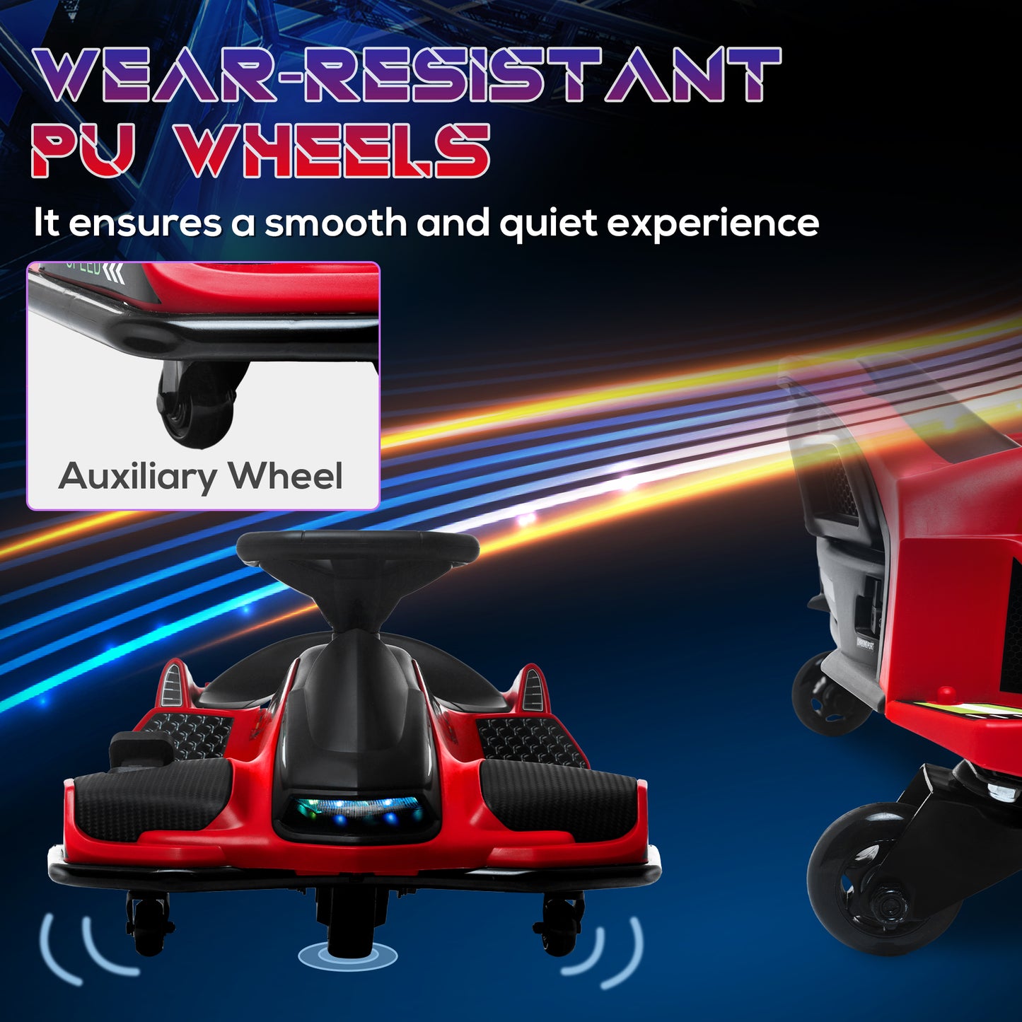 12V Kids Electric Go Kart with Music, LED Lights, Slow Start