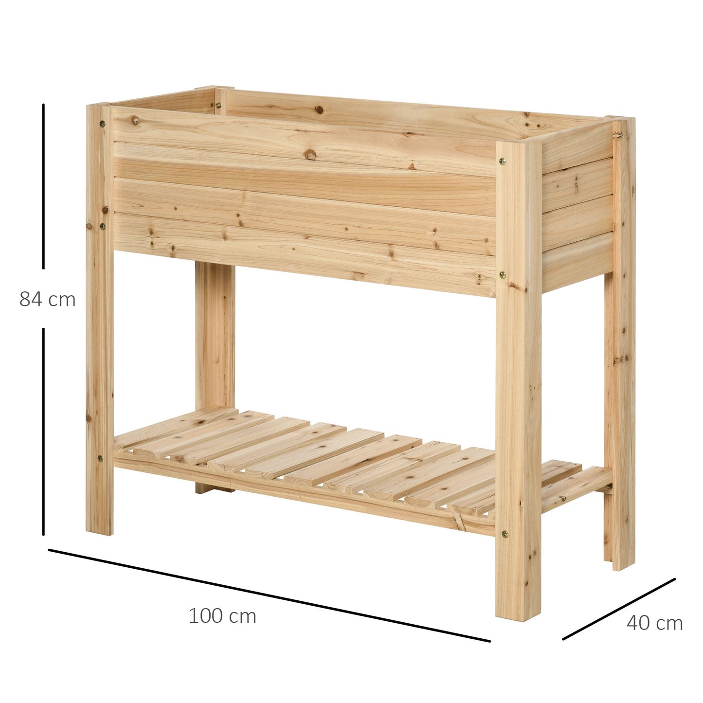 Wooden Raised Plant Stand Outdoor Flower Bed Box