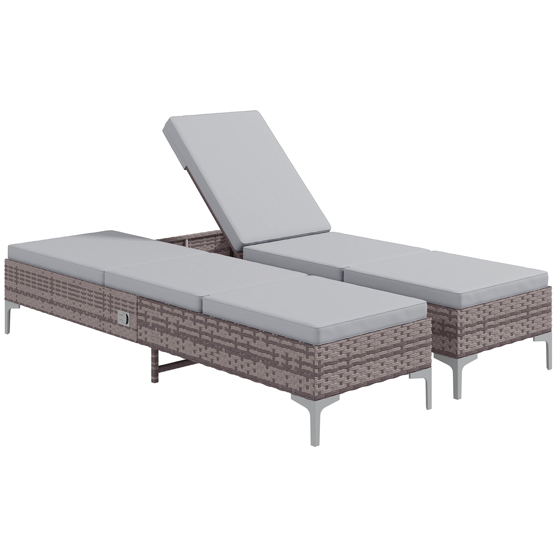 Outdoor PE Rattan Sun Lounger Set of 2