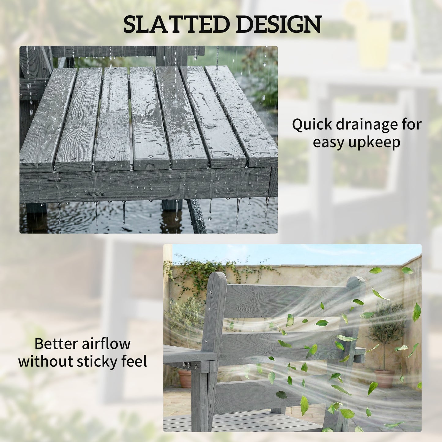 Outdoor Garden Loveseat, Embossed Wooden Jack and Jill Garden Seat