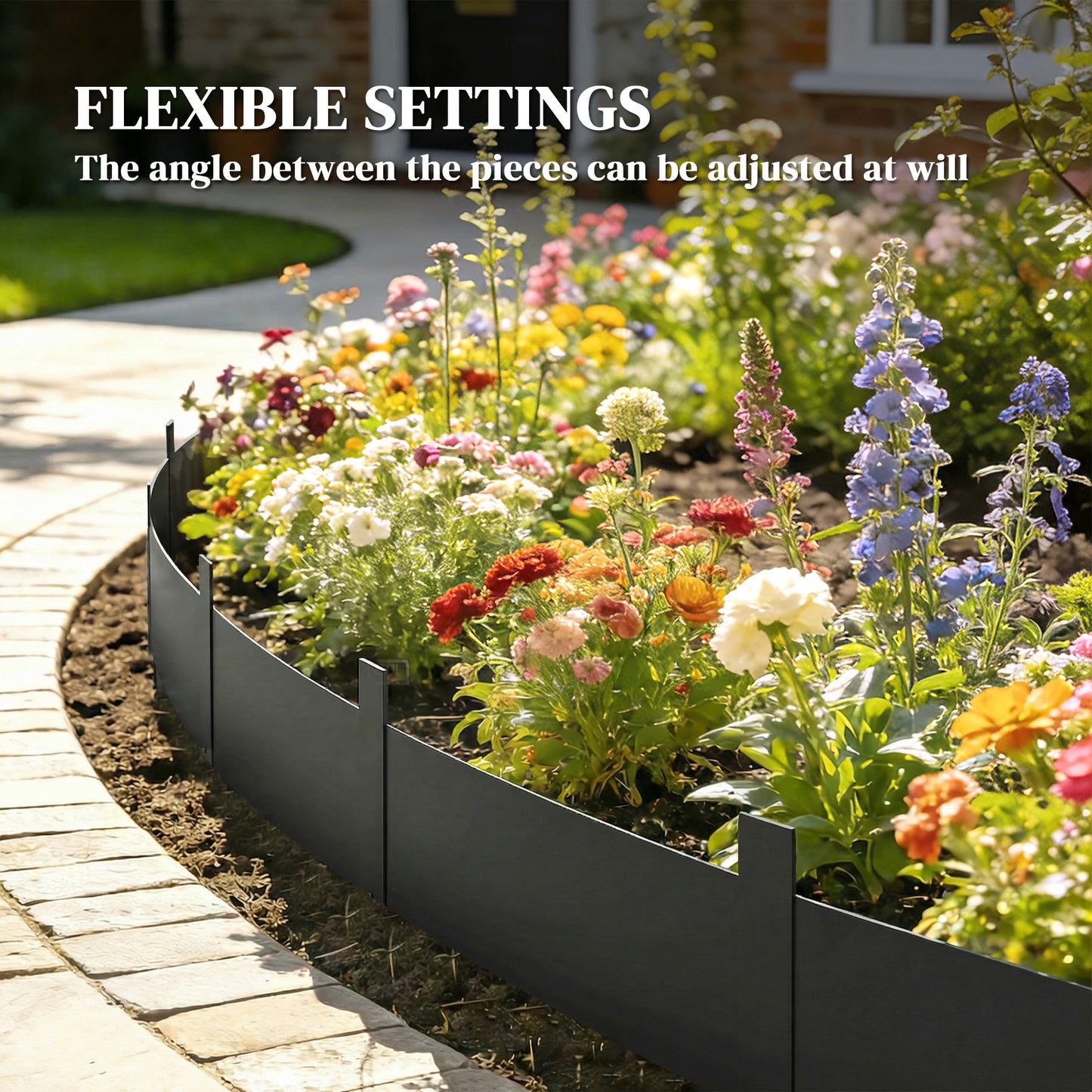 5pcs Garden Fence, Metal Picket Fence Panels, 102x20cm