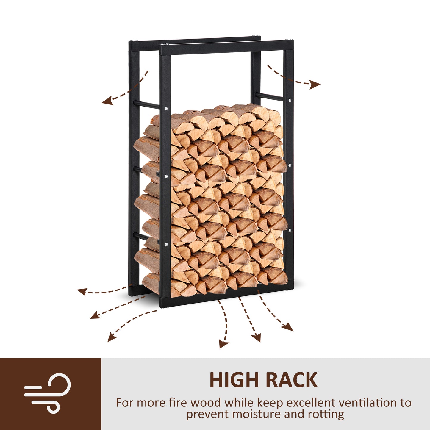 Metal Firewood Log Holder Tall Firewood Rack Indoor Outdoor (1)