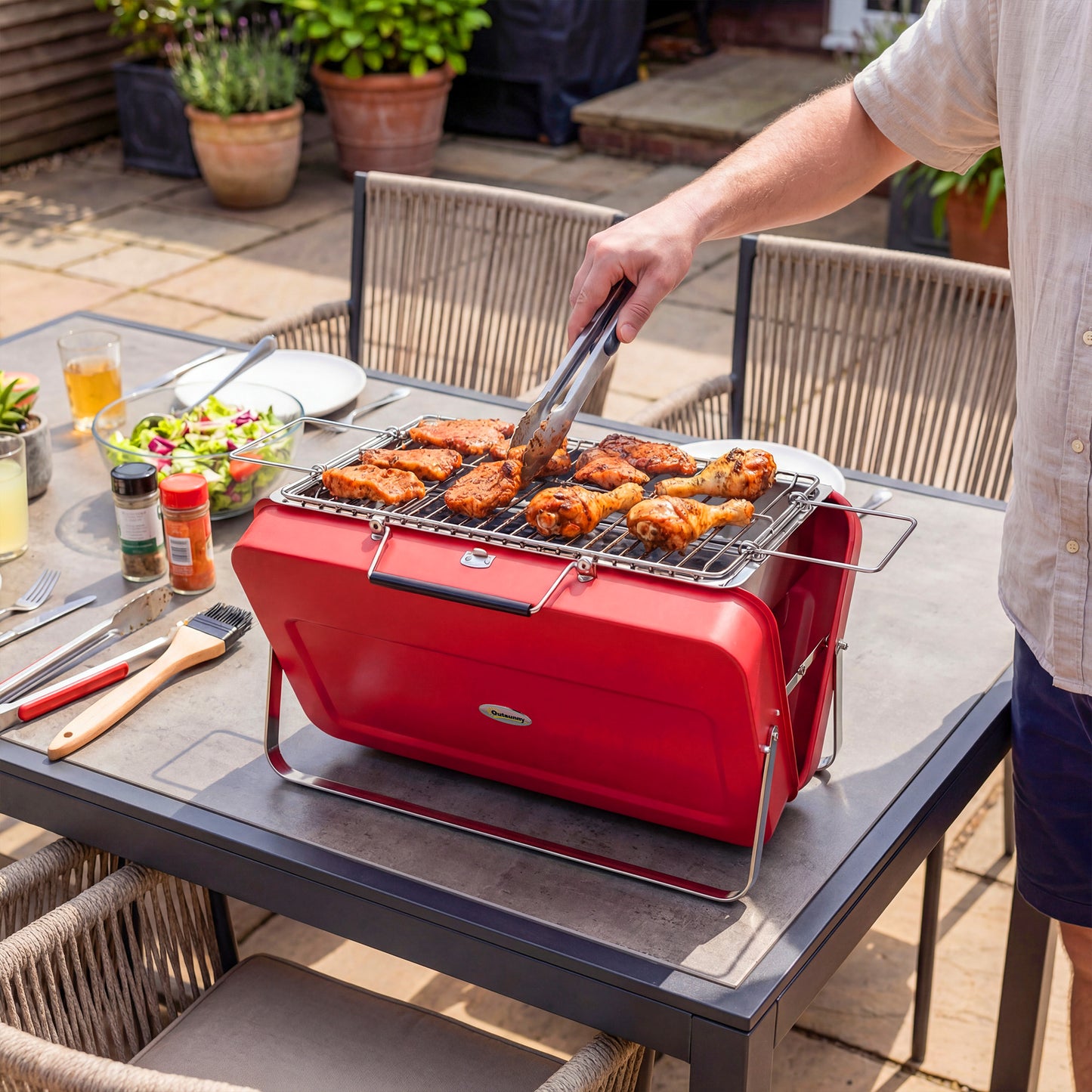Portable Mini Charcoal Barbecue Grill with Suitcase Shell
