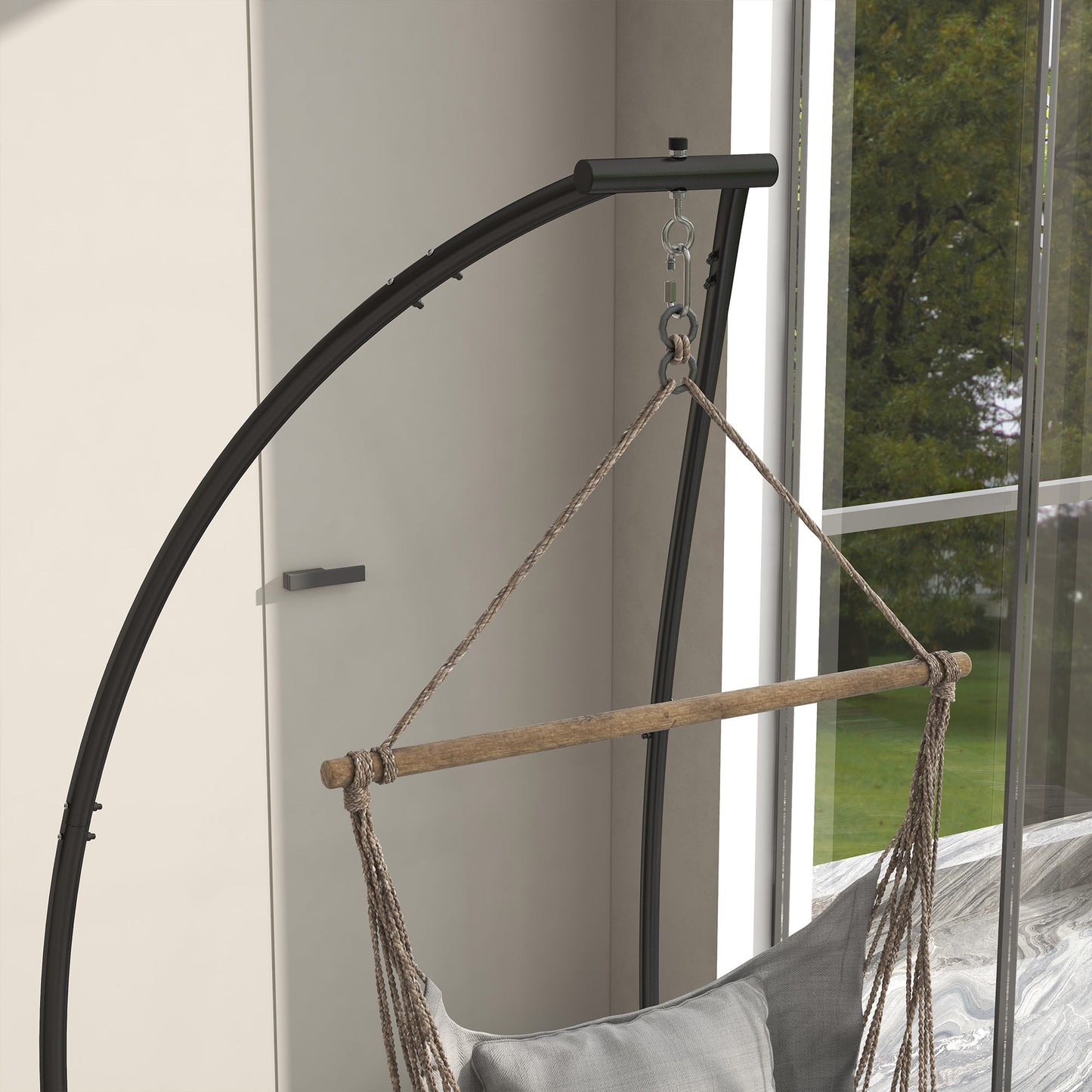 Hammock Chair Stand, C Shape Hanging Heavy Duty Metal Frame Hammock